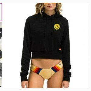 Aviator Nation Smiley Bolt Eyes Cropped Hoodie - Size M